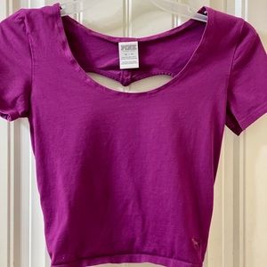 NWOT PINK Maroon Heart Back Crop Top